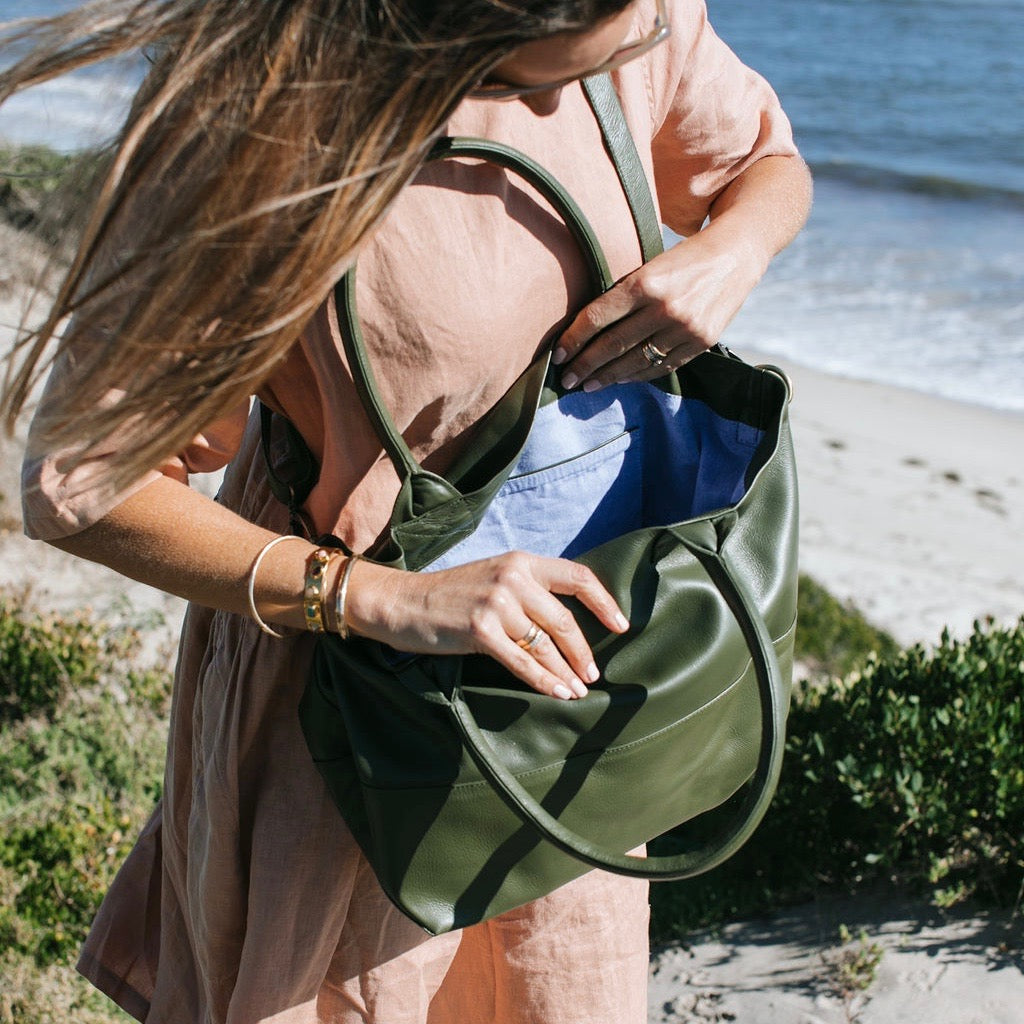 Paris Army Leather Tote Bag