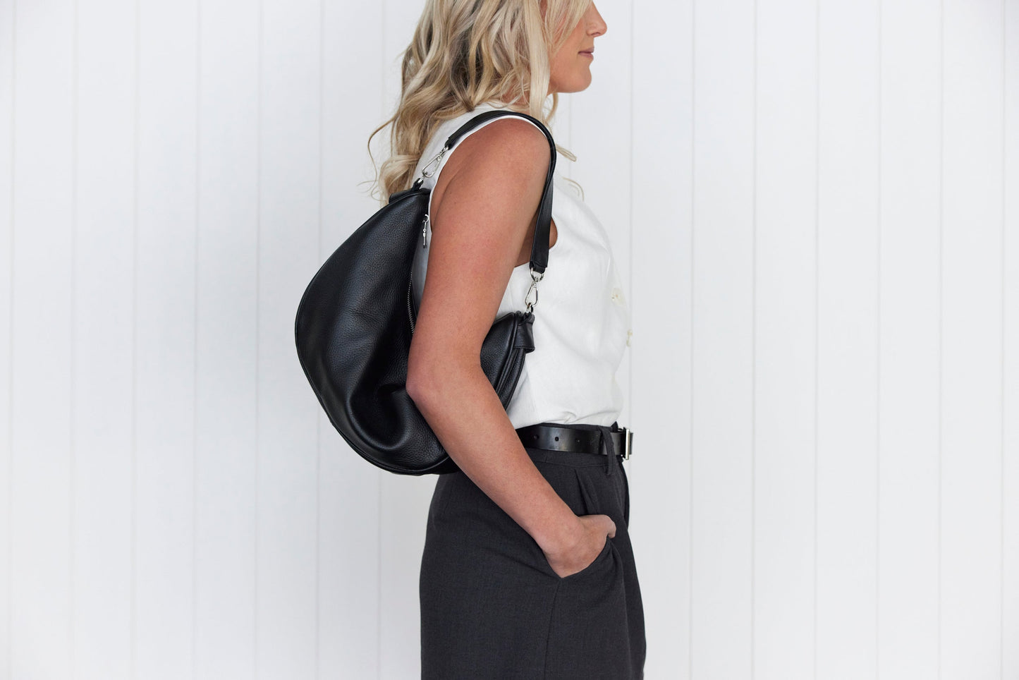 Luna Black Slouchy Crescent