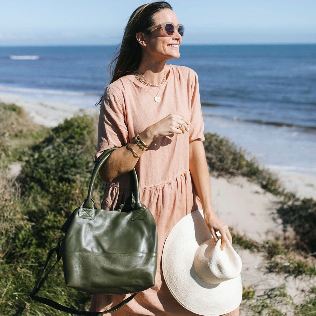 Paris Army Leather Tote Bag