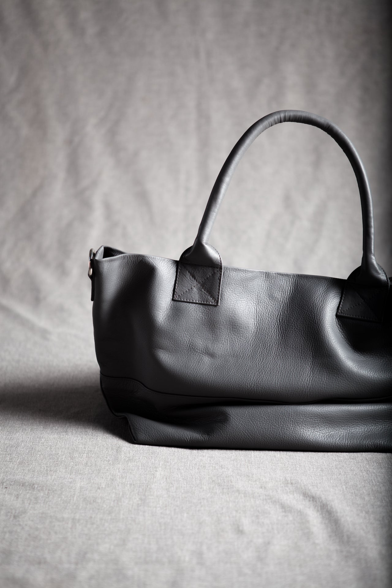 Paris Grey Leather Tote Bag