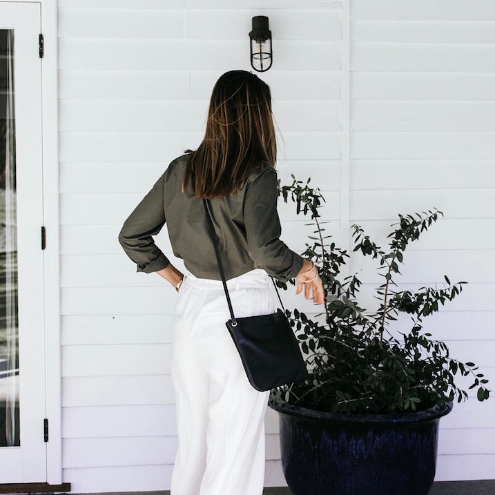 Florence French Navy Leather Crossbody