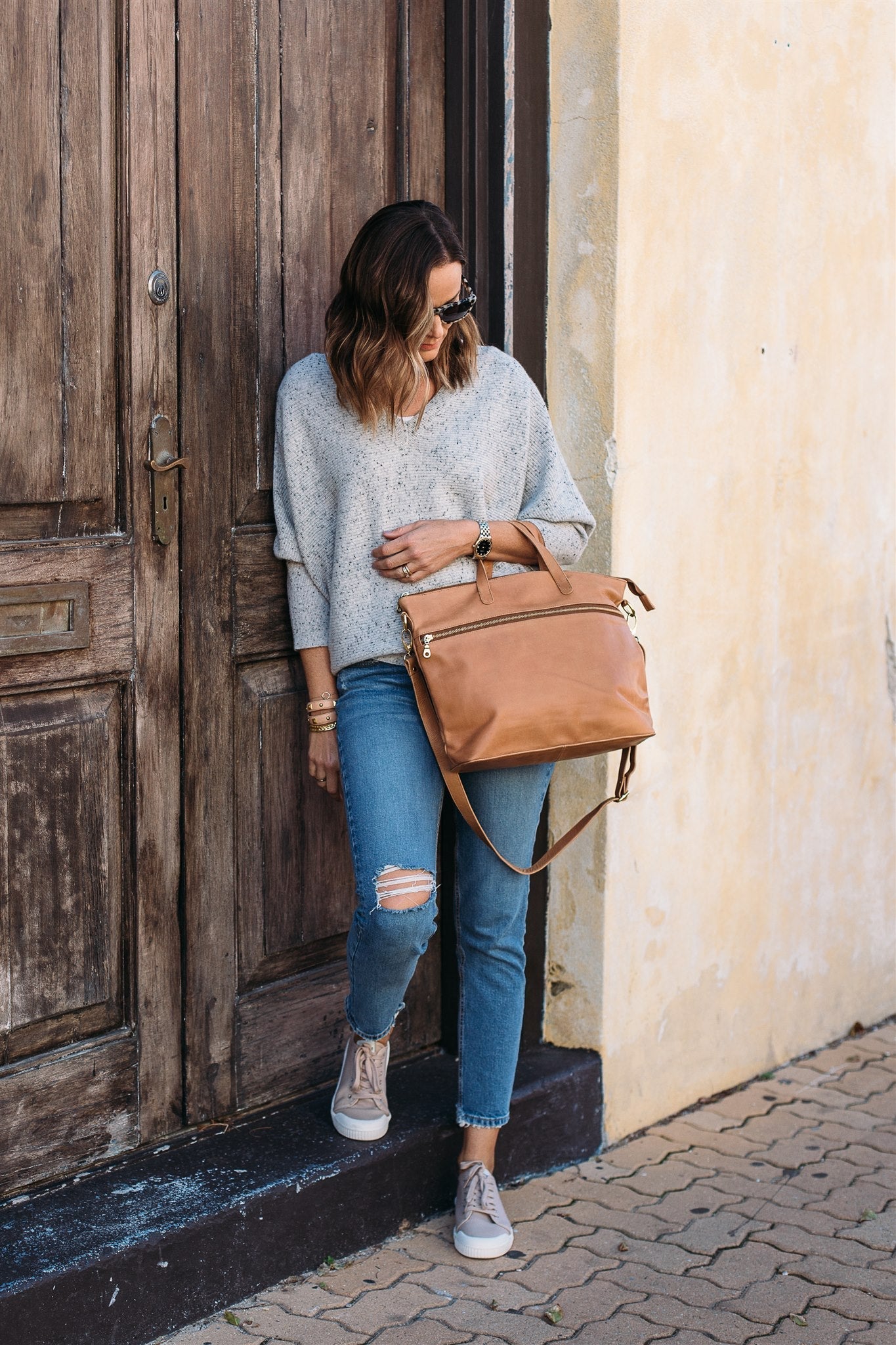 Rome Caramel Leather Tote Bag