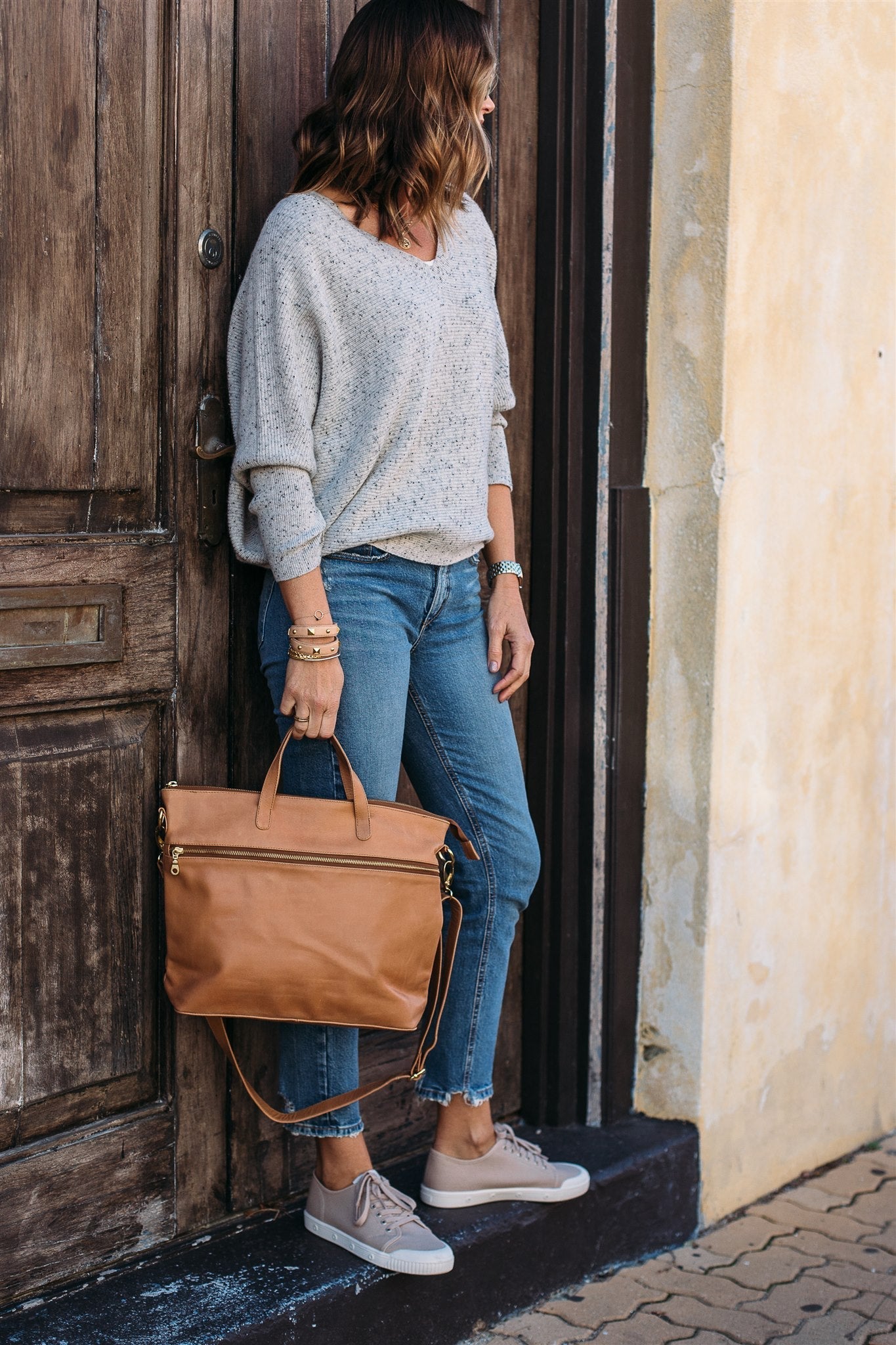Rome Caramel Leather Tote Bag