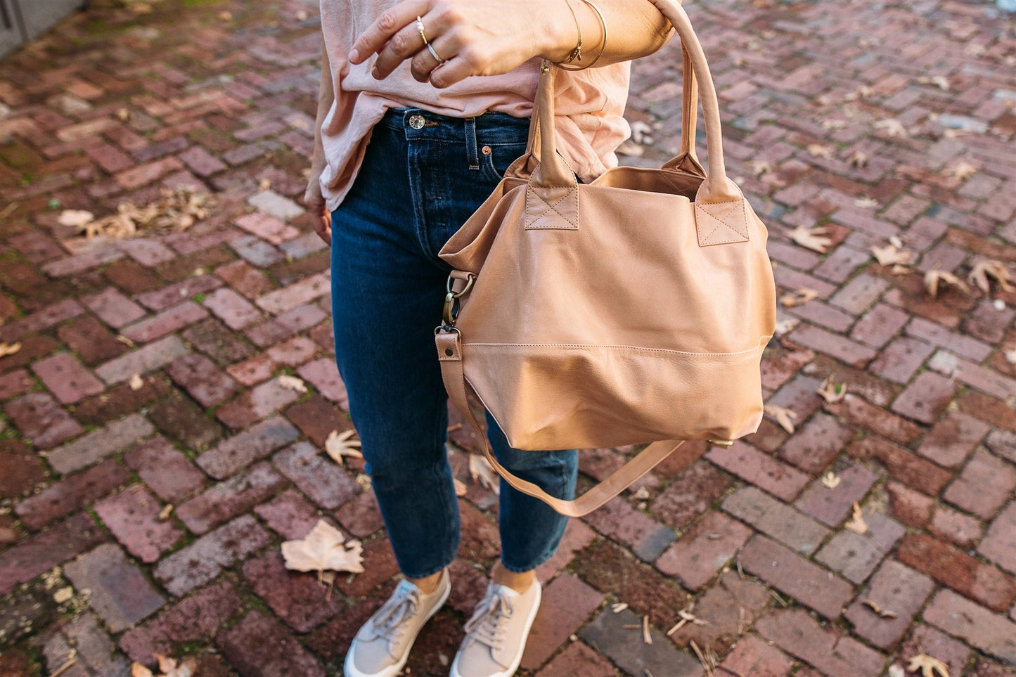 Paris Blush Leather Tote Bag