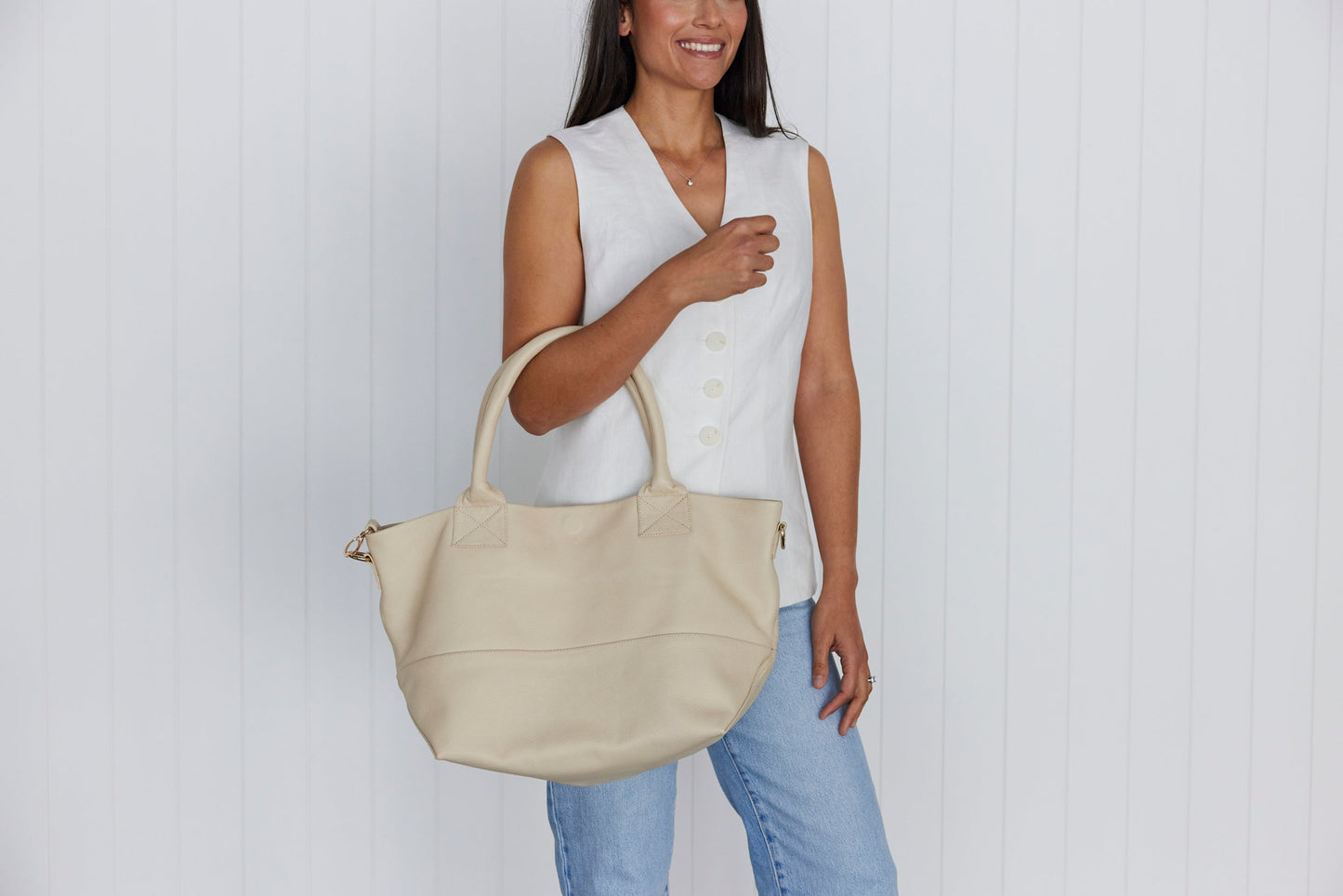 Paris Linen Leather Tote Bag