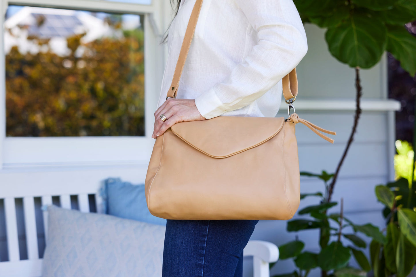 Singapore Nude Leather Crossbody Bag