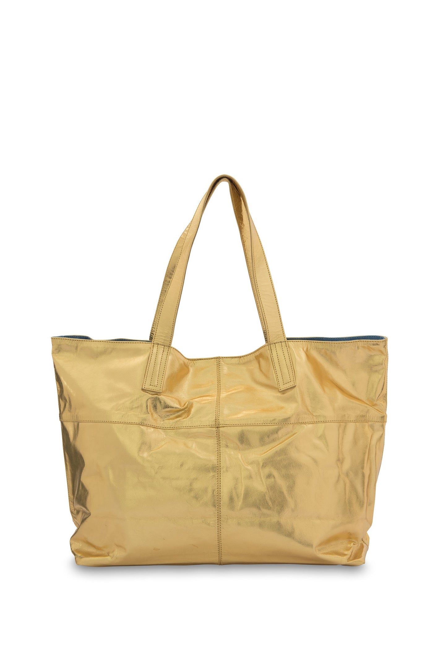 New York Gold Leather Tote Bag
